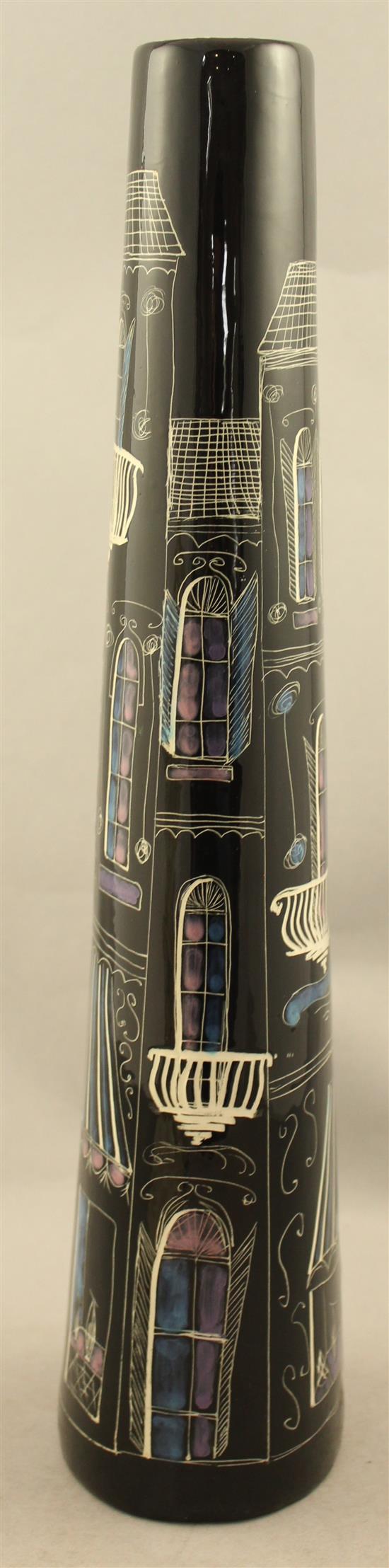 A Fantoni pottery slender tapering vase, 1950s/60s, 40.5cm